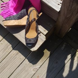 Coach sling back peep toe espadrilles